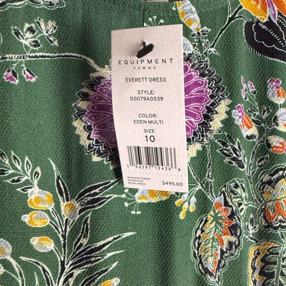 Equipment Everett Eden Green Floral Print Sleeveless Scoop Maxi Dress Size 10 - Picture 14 of 15